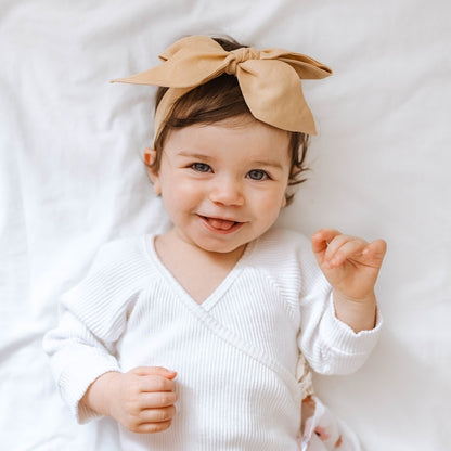 Snuggle Hunny Kids Pre-tied Linen Bow Headband Wrap - SunKiss