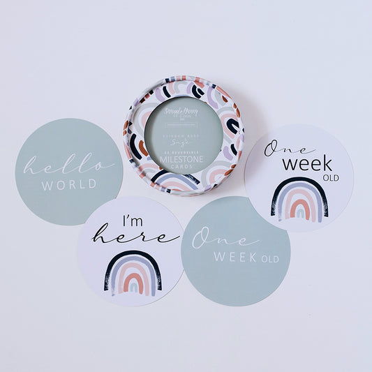Snuggle Hunny Kids Milestone Cards- Rainbow Baby & Sage