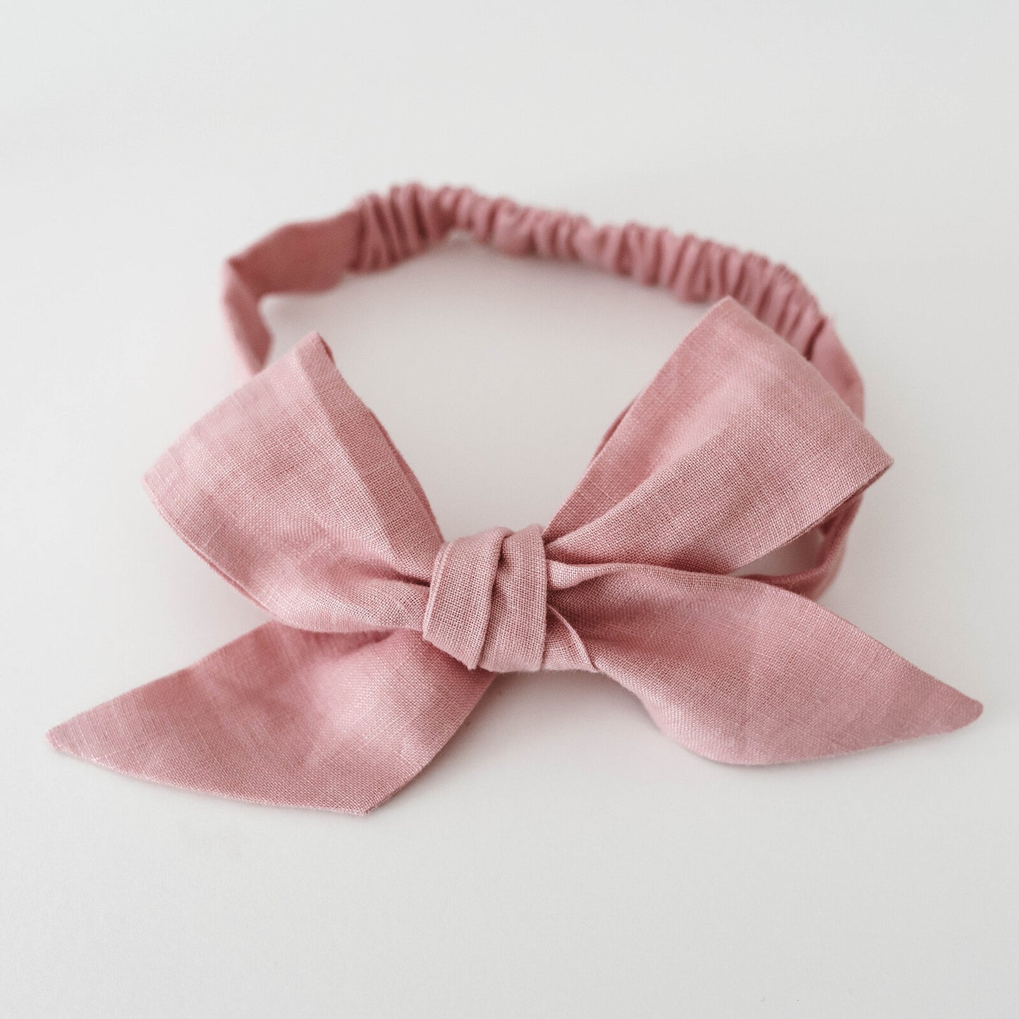 Snuggle Hunny Kids Pre-tied Linen Bow Headband Wrap - Dusty Pink