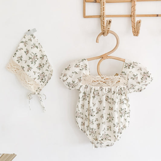 Luna Romper and Bonnet Set