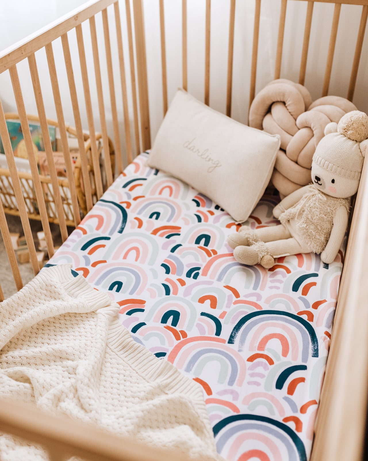 Snuggle Hunny Kids Fitted Cot Sheet - Rainbow Baby