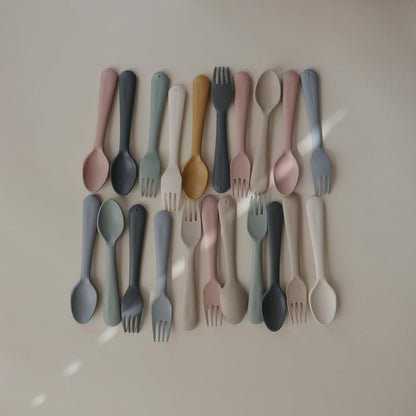Mushie - Fork and Spoon Set - Cloud