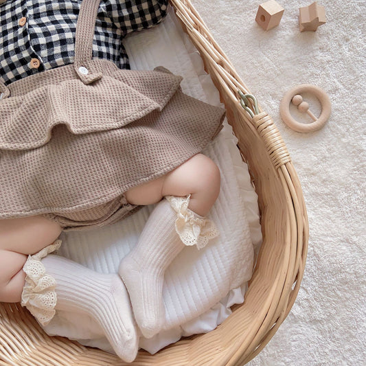 Waffle knit suspender skirt - Cream