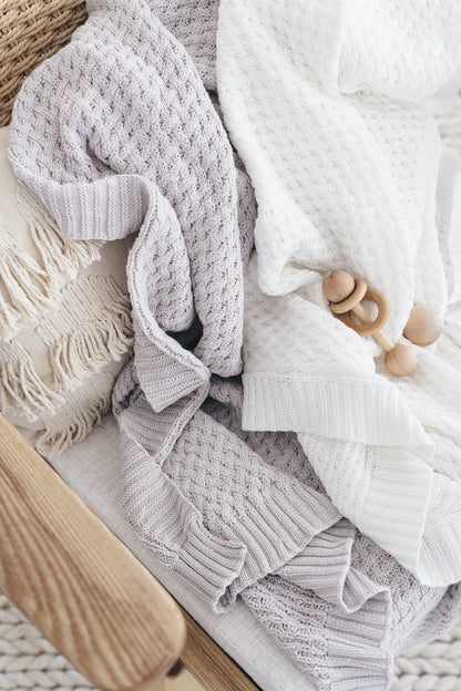 Snuggle Hunny Kids Diamond Knit Baby Blanket - Warm Grey