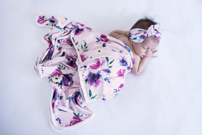 Snuggle Hunny Kids Floral Kiss Baby Jersey Wrap &amp; Topknot Set