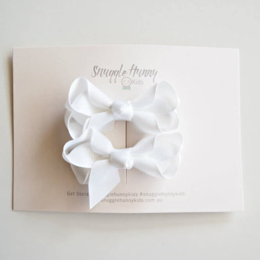 Snuggle Hunny Kids Hair Bow Clips - White