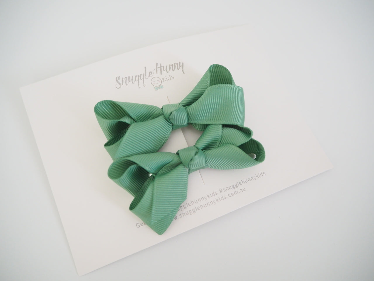 Snuggle Hunny Kids Hair Bow Clips - Olive Green