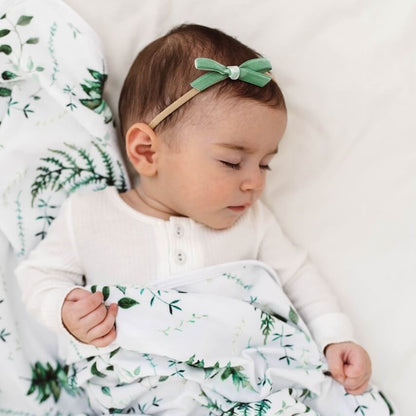 Snuggle Hunny Kids Petite Velvet Bow - Olive Green