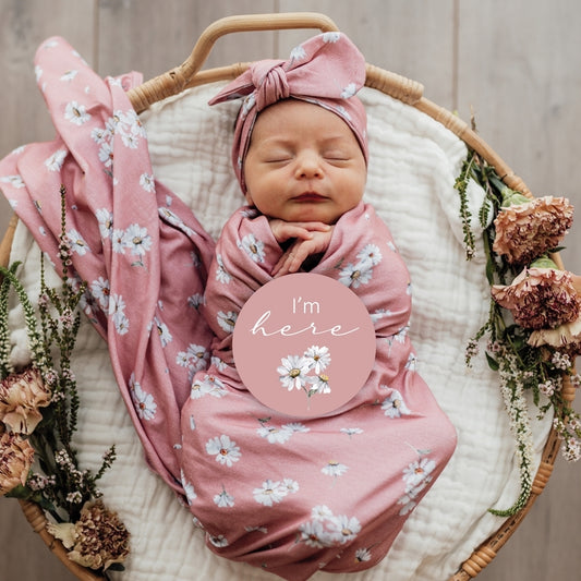 Snuggle Hunny Kids Daisy Jersey Wrap &amp; Topknot Set