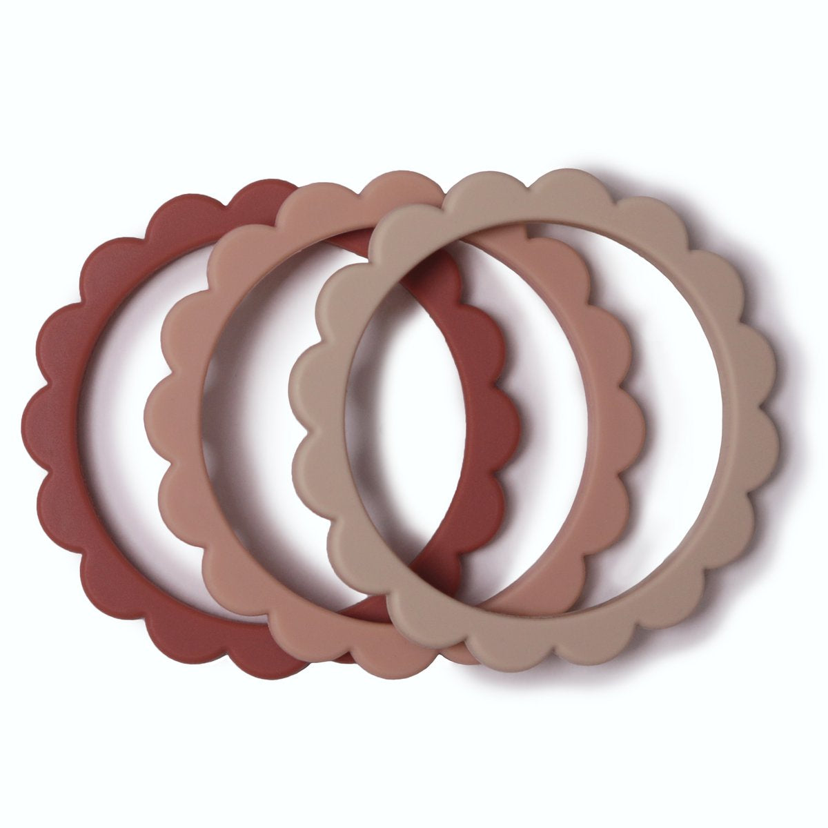 Mushie - Flower Teething Bracelet 3-Pack (Rose/Blush/Shifting Sand)