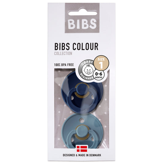 BIBS Natural Latex Pacifier 2 Pack - Deep Space/Petrol Size 1