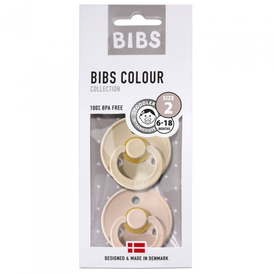 BIBS Natural Latex Pacifier 2 Pack - Vanilla/Blush Size 2