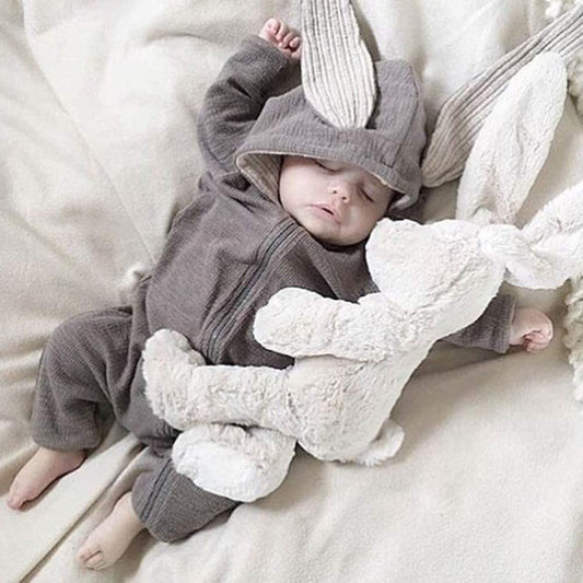 Bunny Ear Hooded Jumpsuit - Mocha
