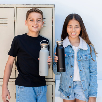 MontiiCo Original Insulated Bottle | Chrome Grey | For Kids & Adults