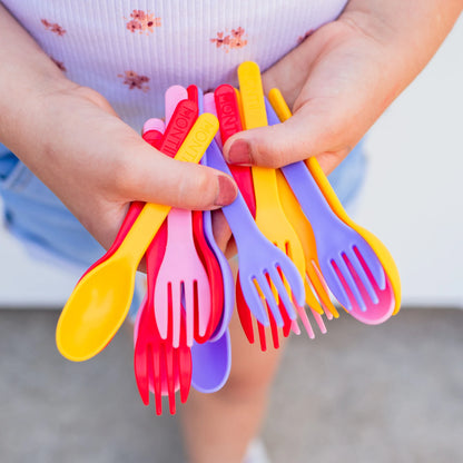 MontiiCo Kids Cutlery Set of 4 | Pink & Yellow