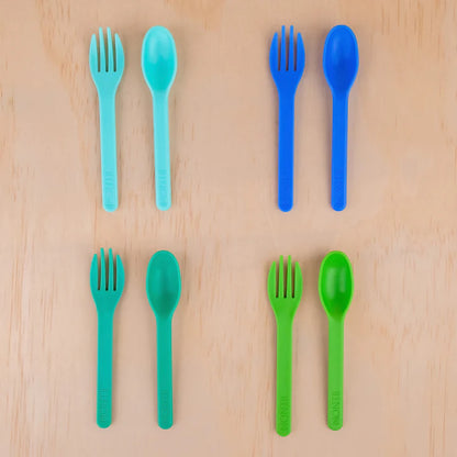 MontiiCo Kids Cutlery Set of 4 | Blue & Green