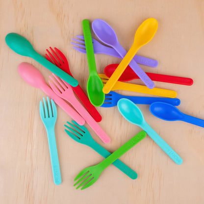 MontiiCo Kids Cutlery Set of 4 | Blue & Green