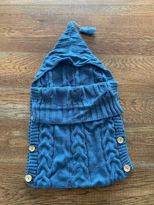 Knitted Baby Sleeping Bag Swaddle - Cobalt