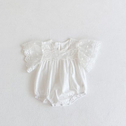 Angel lace sleeved romper