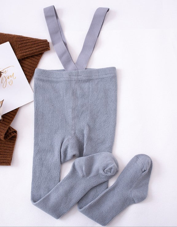 Unisex Ribbed Suspender Tights Original - Light Grey