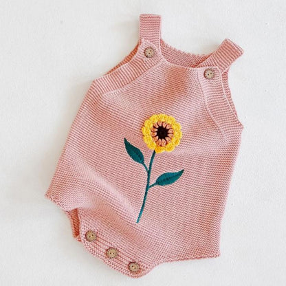 Sunflower Knit Romper - Blush