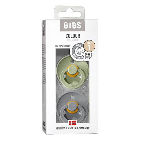 BIBS Natural Latex Pacifier 2 Pack - Sage/Cloud Size 1