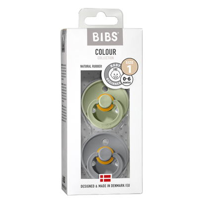 BIBS Natural Latex Pacifier 2 Pack - Sage/Cloud Size 1
