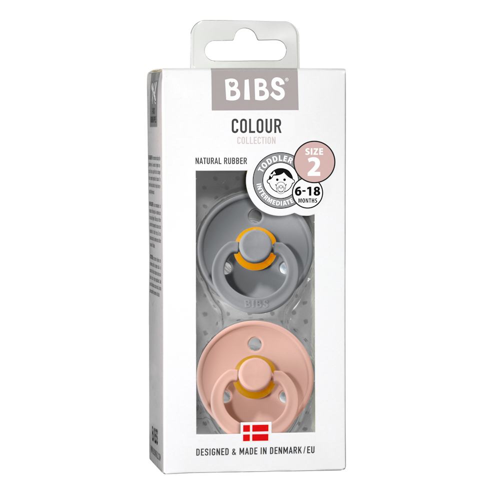 BIBS Natural Latex Pacifier 2 Pack - Cloud/Blush Size 2
