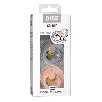 BIBS Natural Latex Pacifier 2 Pack - Cloud/Blush Size 2