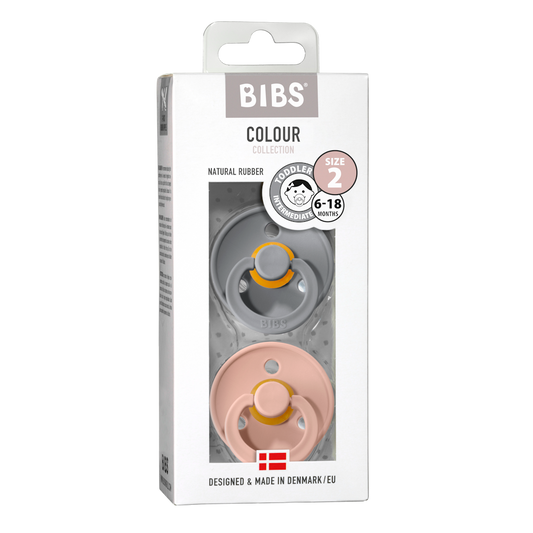 BIBS Natural Latex Pacifier 2 Pack - Cloud/Blush Size 2