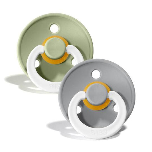 BIBS Natural Latex Pacifier 2 Pack - Glow in the Dark Sage/Cloud Night Size 3
