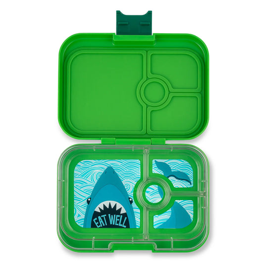 Yumbox Panino Lunch Box | Bamboo Green & Shark Tray | Leakproof Bento for Kids