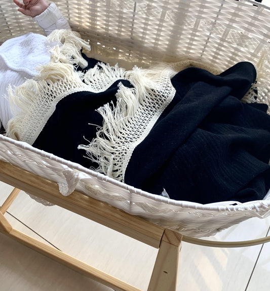 Wild Skye - Double Muslin Fringed Swaddle - Black