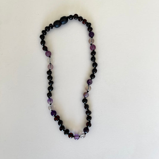 Ambre - Cherry Amber with Purple Gemstones