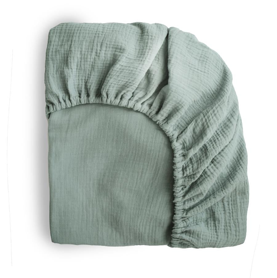 Mushie - Extra Soft Muslin Crib Sheet - Roman Green