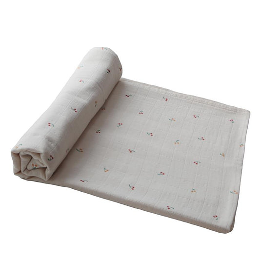 Mushie Organic Cotton Swaddle - Cherries