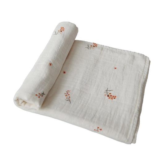 Mushie Organic Cotton Swaddle - Flowers