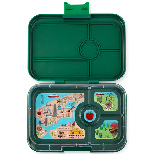 Yumbox Tapas Lunch Box | Greenwich Green with NYC Tray | 4 Compartment