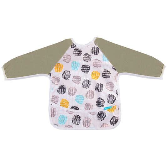 Waterproof Long Sleeved Bib - Grey and Coloured Dots
