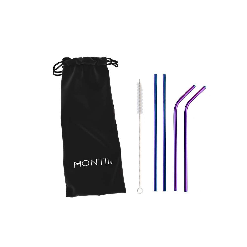 MontiiCo Rainbow Stainless Steel Straw Set
