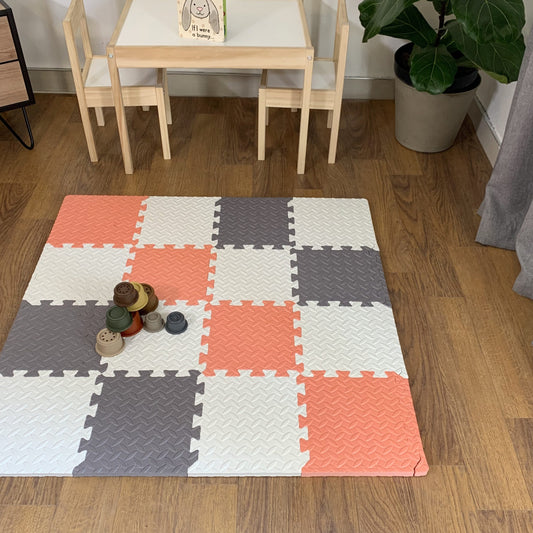 Modern Playmats - Coral, Grey and White