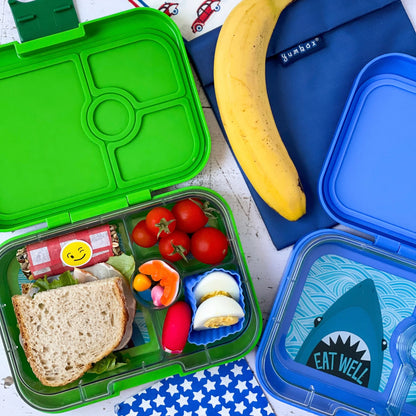 Yumbox Panino Lunch Box | Bamboo Green & Shark Tray | Leakproof Bento for Kids