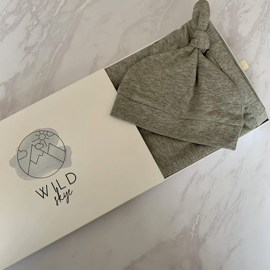 Wild Skye Jersey Wrap Set with Beanie or Topknot - Grey Melange