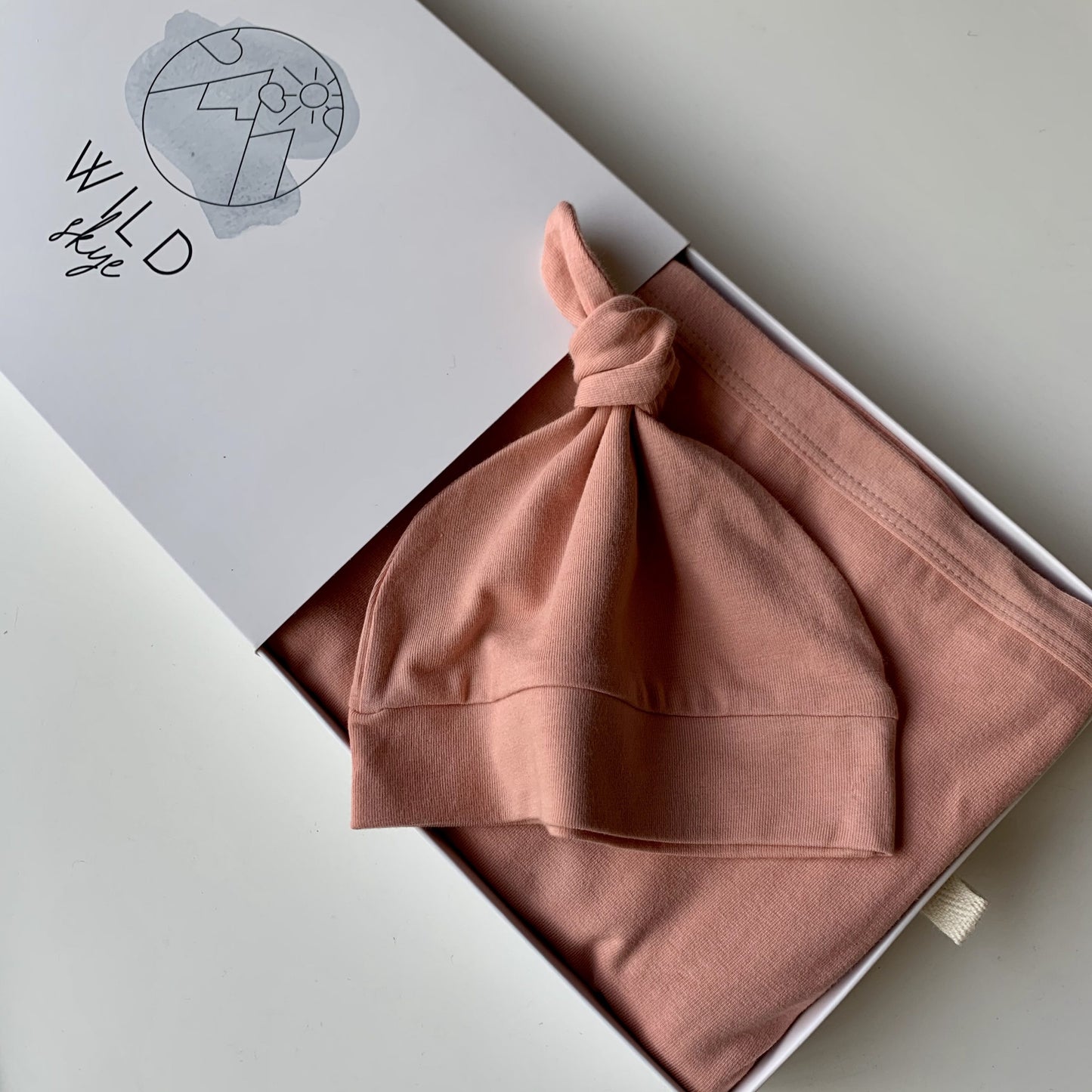 Wild Skye Jersey Wrap Set with Beanie or Topknot - Rose blush