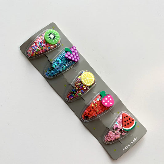 Tropical Fruit Glitter Hair Clip Set