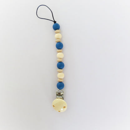 Pacifier Holder - Wood + Silicone - Sapphire