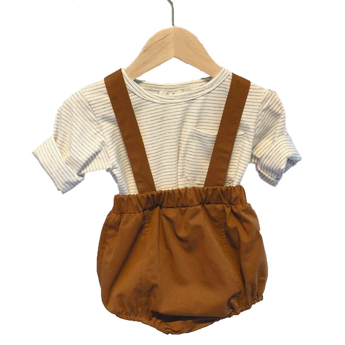 Joon Romper Set - Brown and White