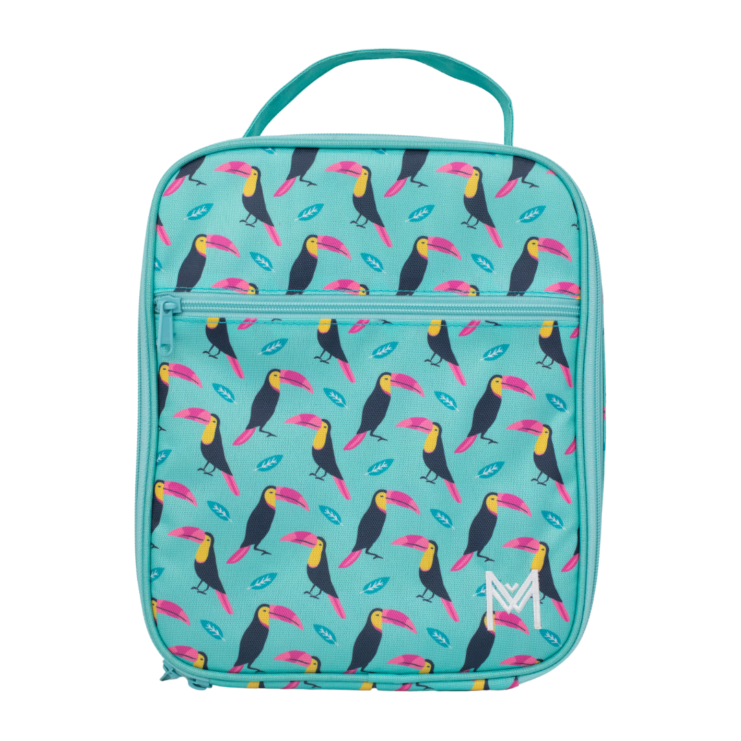 MontiiCo Insulated Lunch Bag + Ice Pack - Toucan Blue - Large for Kids and Teens