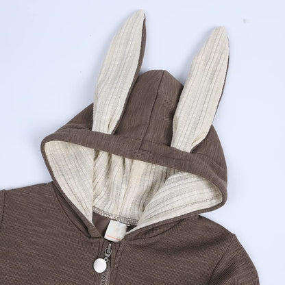Bunny Ear Hooded Jumpsuit - Mocha