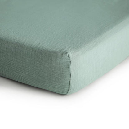 Mushie - Extra Soft Muslin Crib Sheet - Roman Green
